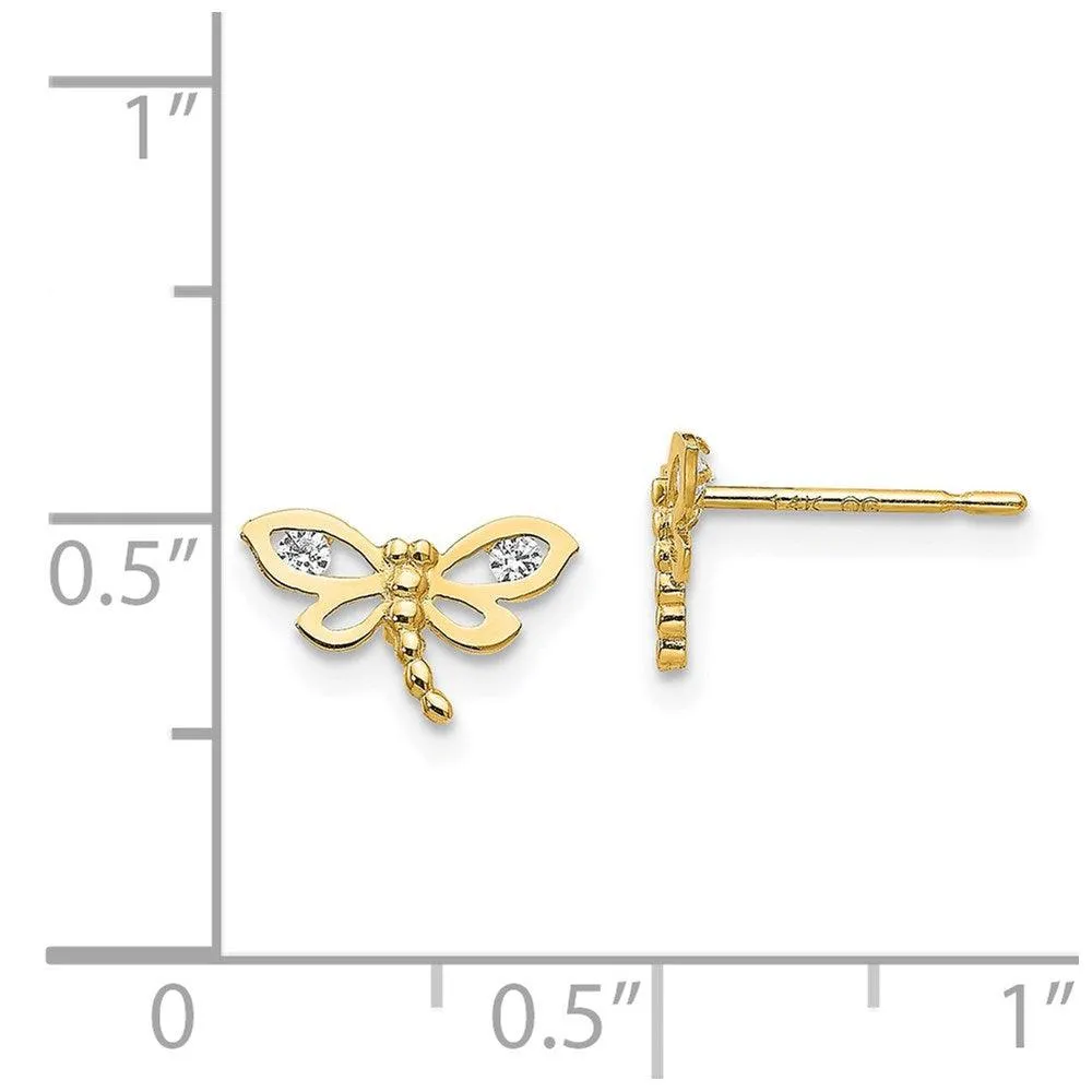 Madi K Kid's 14k  CZ  Dragonfly Post Earrings