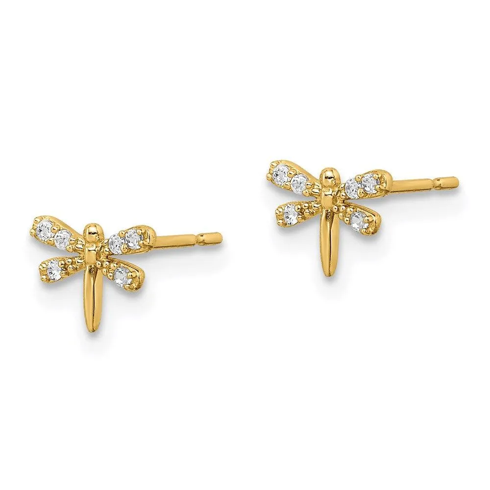 Madi K Kid's 14k  CZ Dragonfly Post Earrings