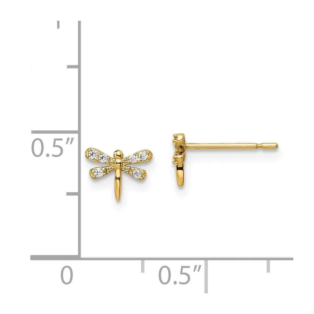 Madi K Kid's 14k  CZ Dragonfly Post Earrings