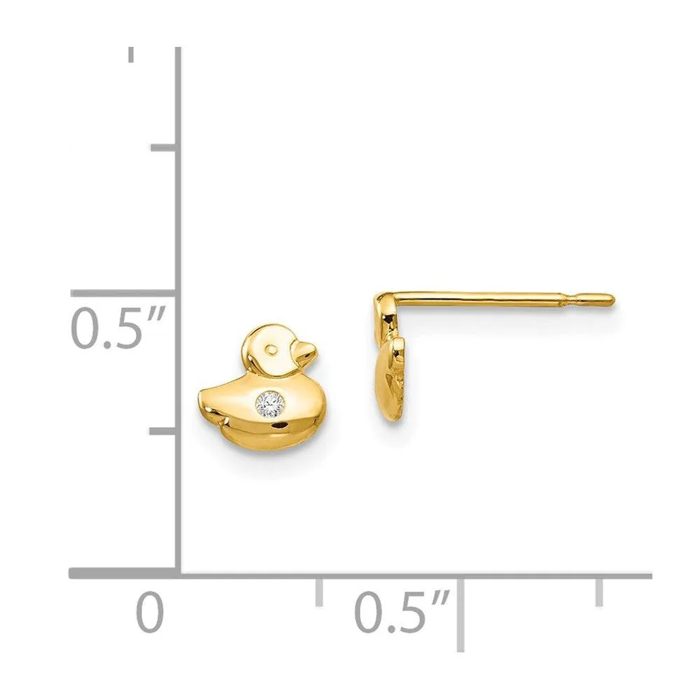 Madi K Kid's 14k  CZ  Duck Post Earrings