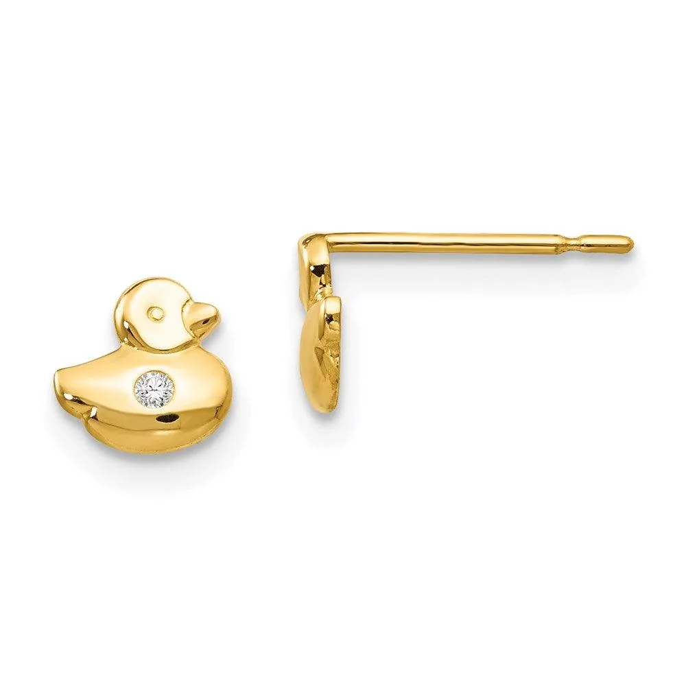 Madi K Kid's 14k  CZ  Duck Post Earrings