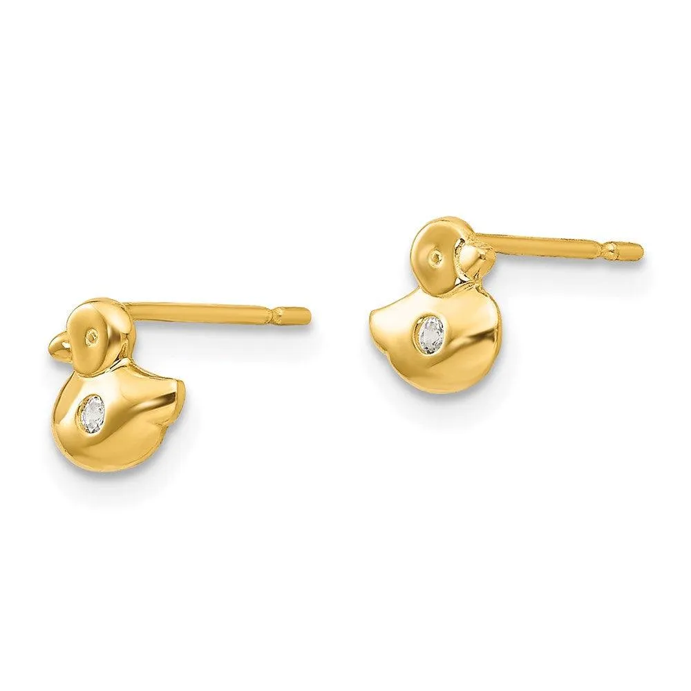 Madi K Kid's 14k  CZ  Duck Post Earrings