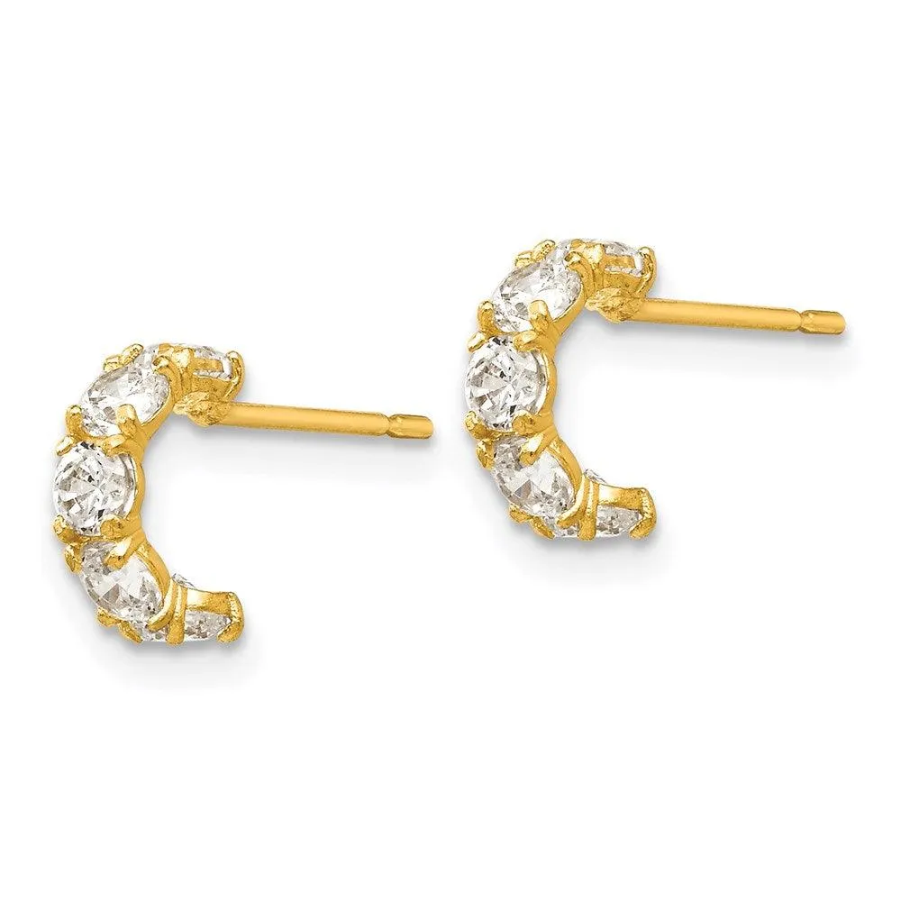 Madi K Kid's 14k  CZ  Five Stone Hinged Hoop Post Earrings