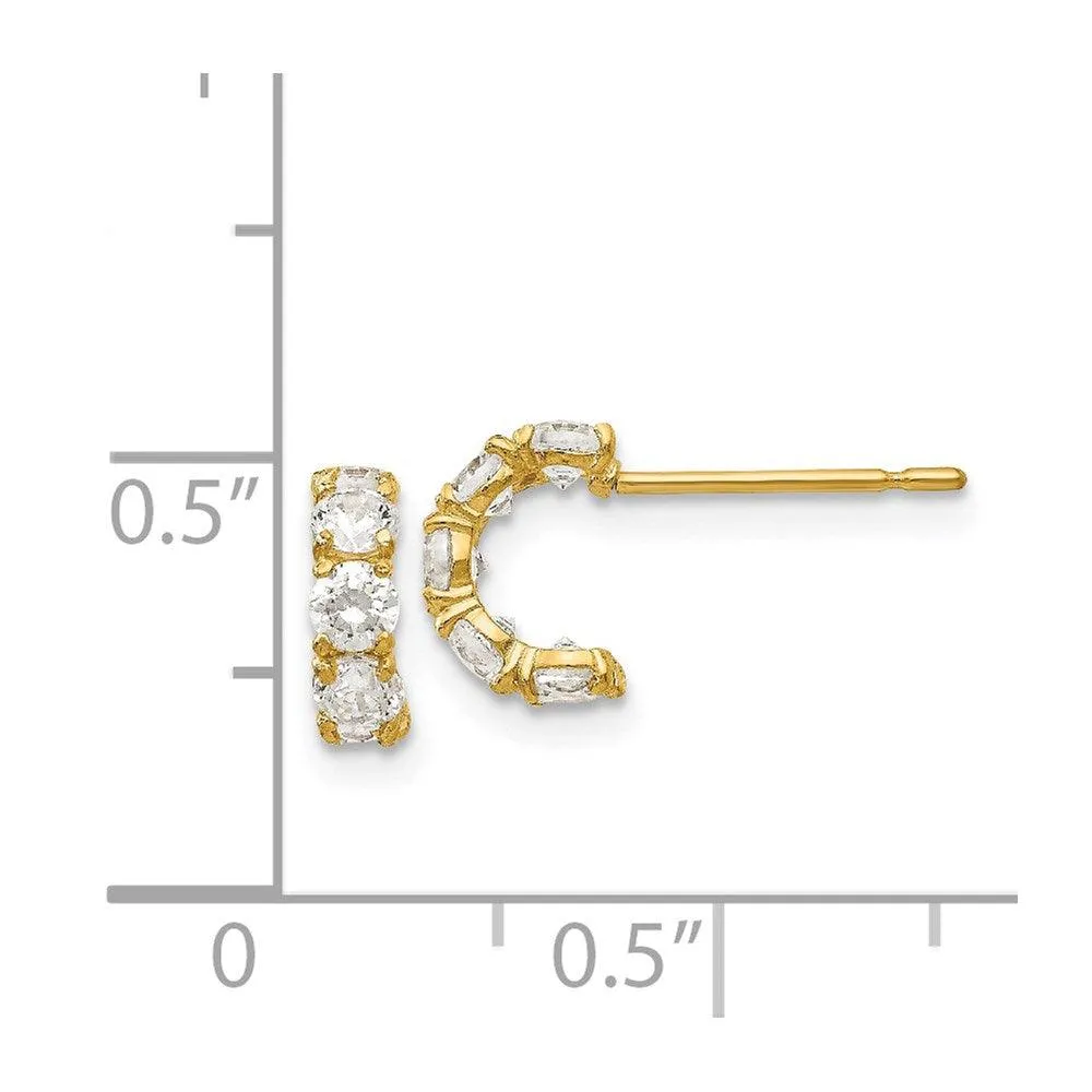 Madi K Kid's 14k  CZ  Five Stone Hinged Hoop Post Earrings