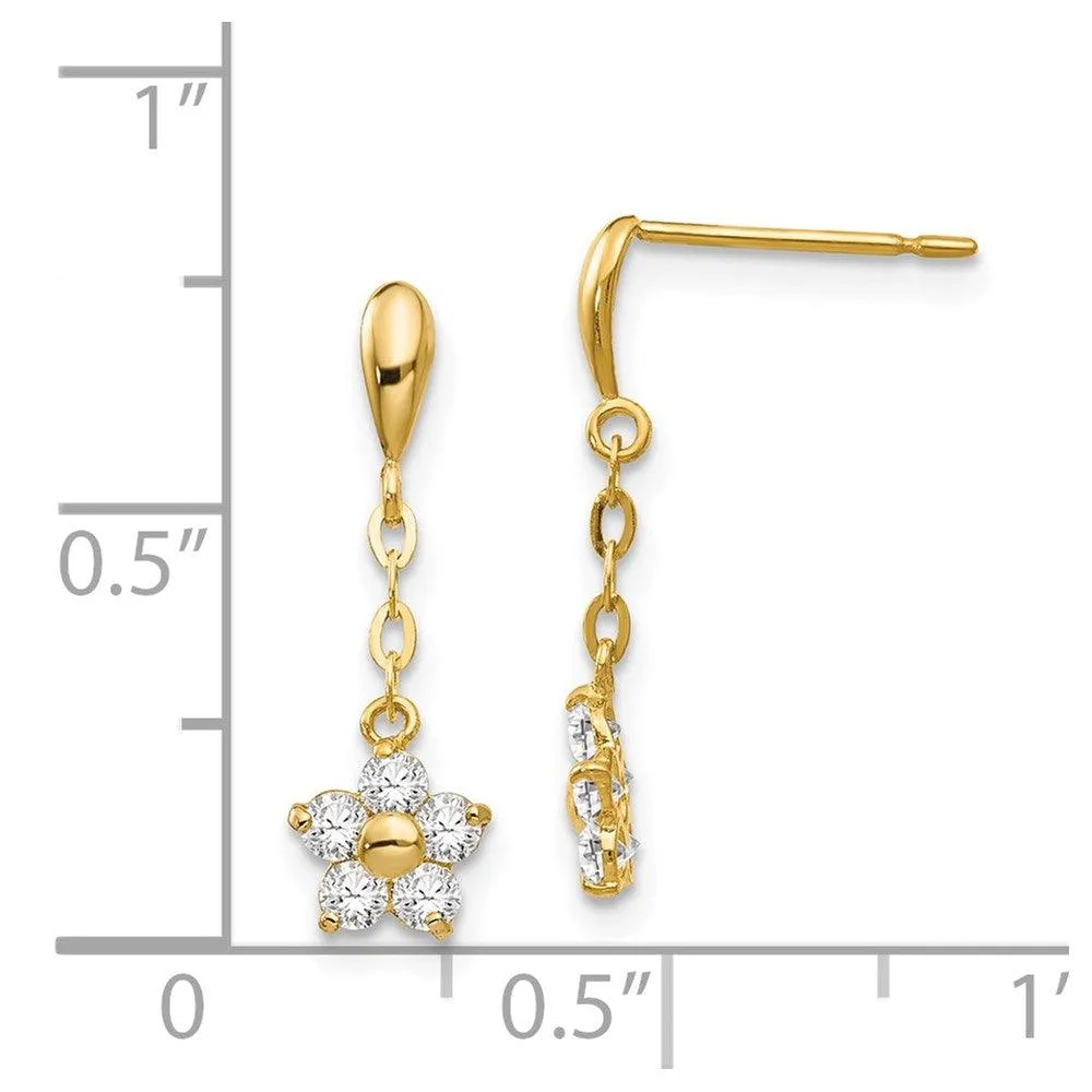 Madi K Kid's 14k  CZ  Flower Dangle Post Earrings
