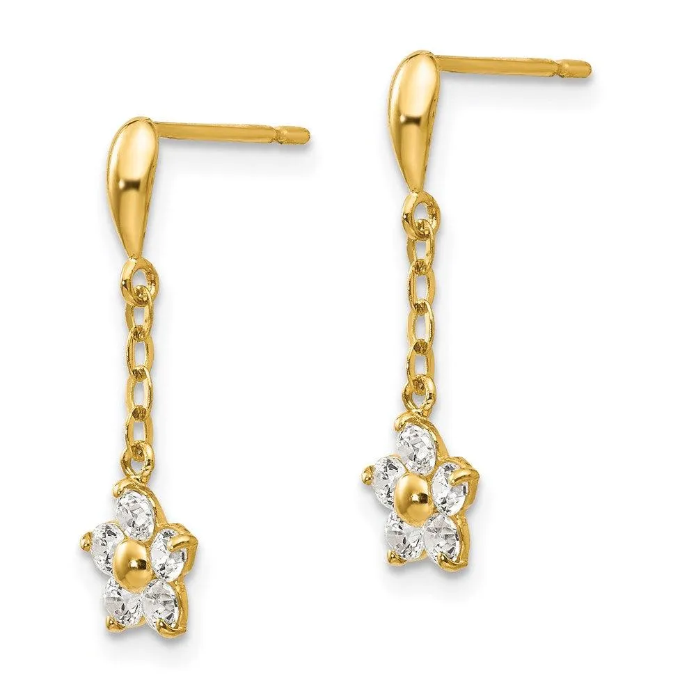 Madi K Kid's 14k  CZ  Flower Dangle Post Earrings