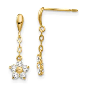 Madi K Kid's 14k  CZ  Flower Dangle Post Earrings