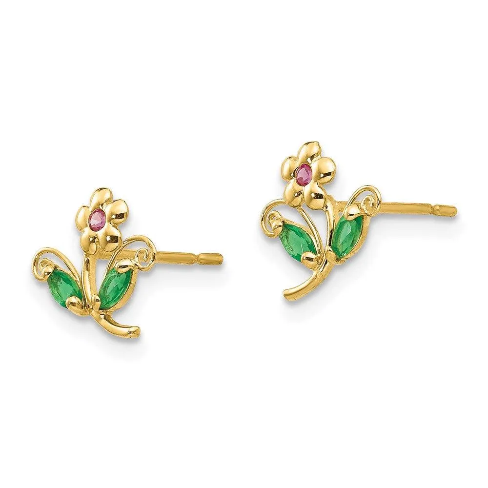 Madi K Kid's 14k  CZ  Flower Post Earrings