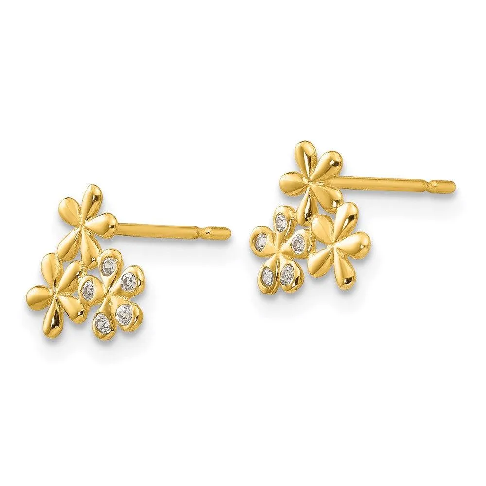 Madi K Kid's 14k  CZ  Flower Post Earrings