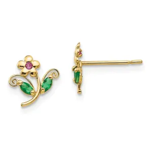 Madi K Kid's 14k  CZ  Flower Post Earrings
