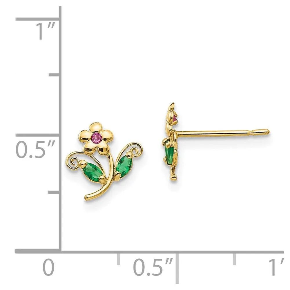 Madi K Kid's 14k  CZ  Flower Post Earrings