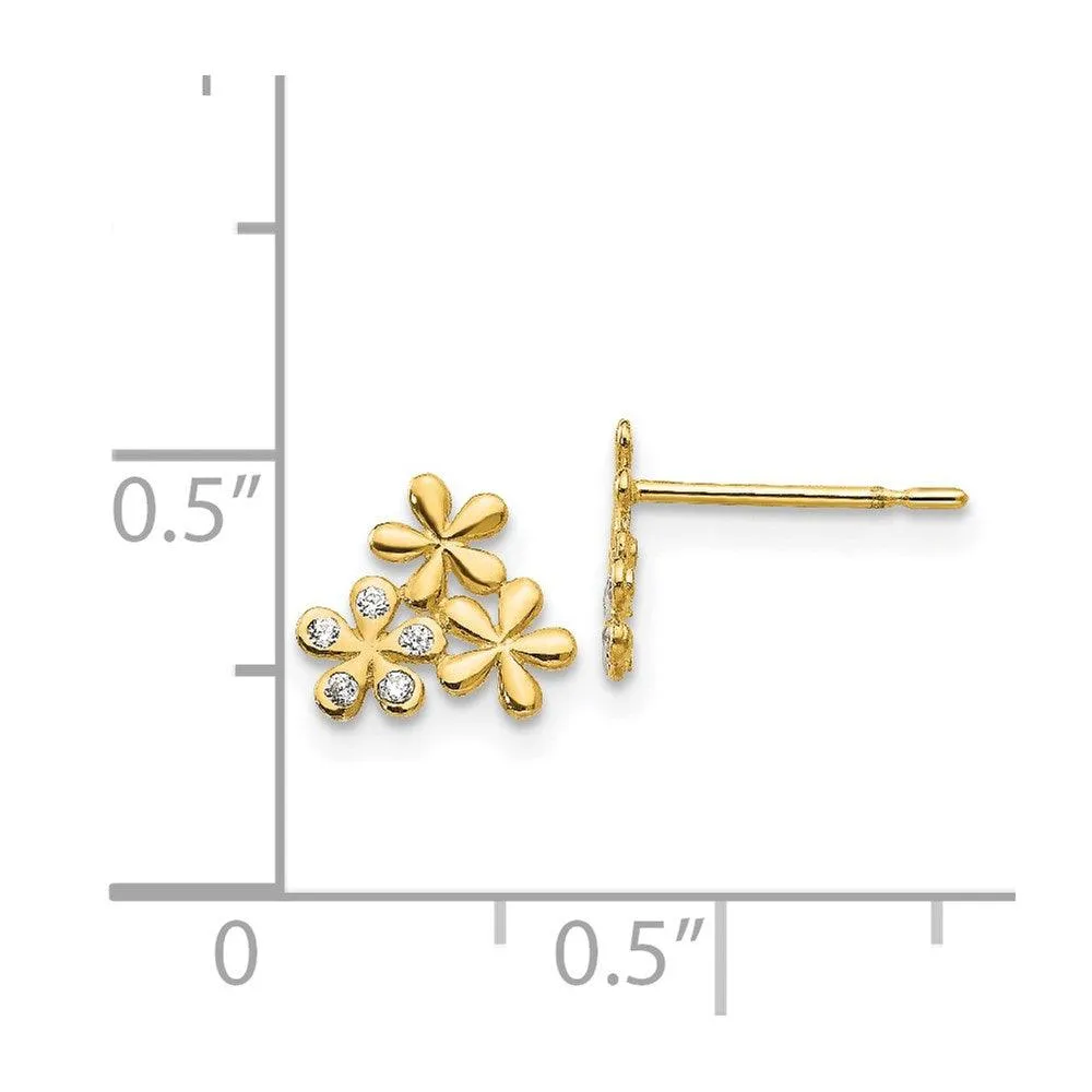 Madi K Kid's 14k  CZ  Flower Post Earrings