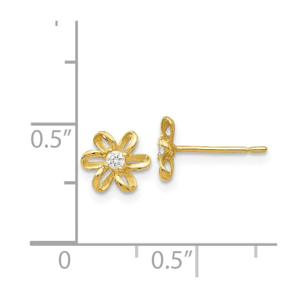 Madi K Kid's 14k  CZ  Flower Post Earrings