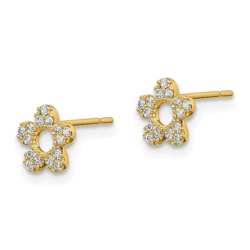 Madi K Kid's 14k  CZ Flower Post Earrings