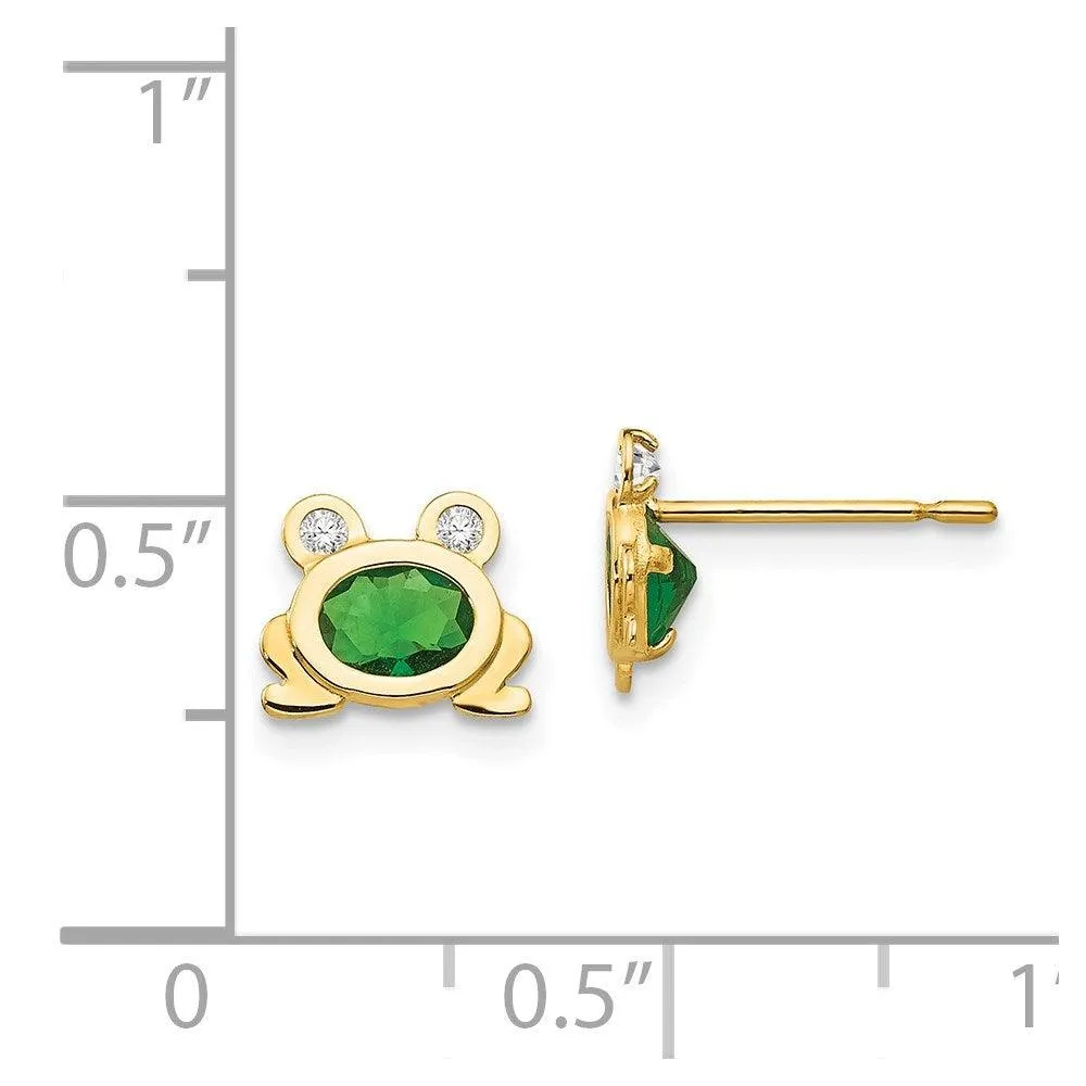 Madi K Kid's 14k  CZ  Frog Post Earrings