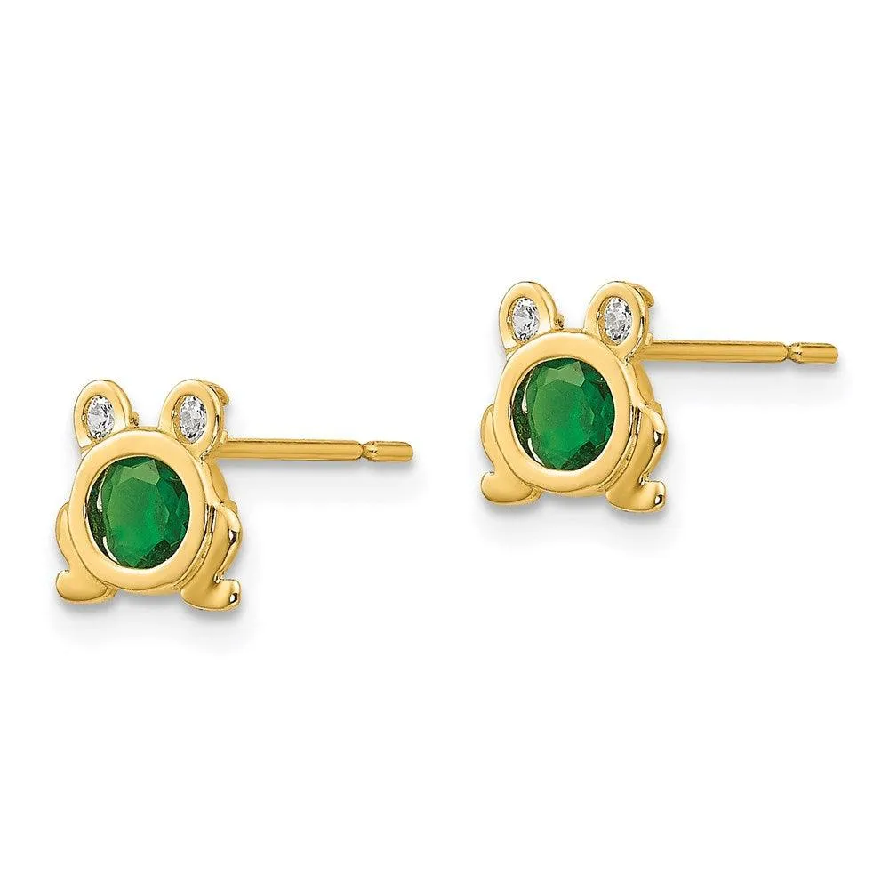 Madi K Kid's 14k  CZ  Frog Post Earrings