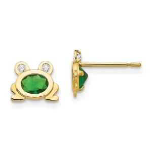 Madi K Kid's 14k  CZ  Frog Post Earrings