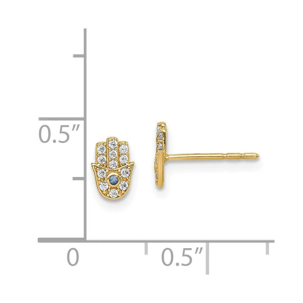 Madi K Kid's 14k  CZ Hamsa Post Earrings