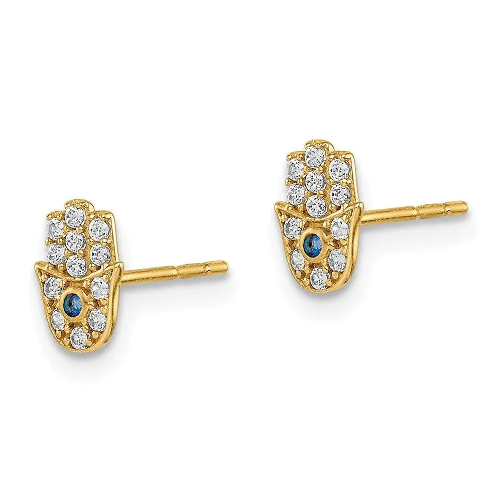 Madi K Kid's 14k  CZ Hamsa Post Earrings
