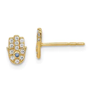 Madi K Kid's 14k  CZ Hamsa Post Earrings