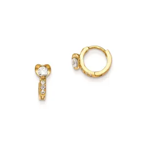 Madi K Kid's 14k  CZ  Heart Hinged Hoop Earrings