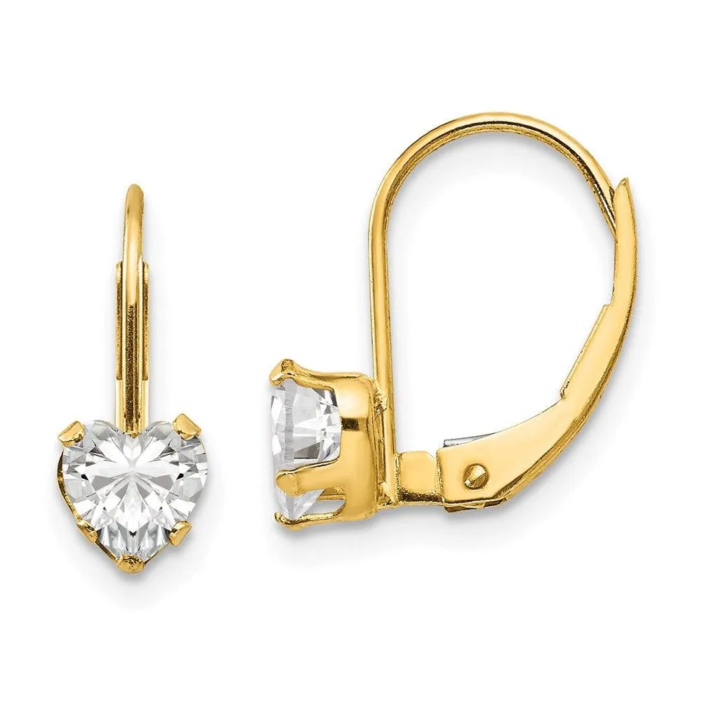 Madi K Kid's 14k  CZ Heart Leverback Earrings