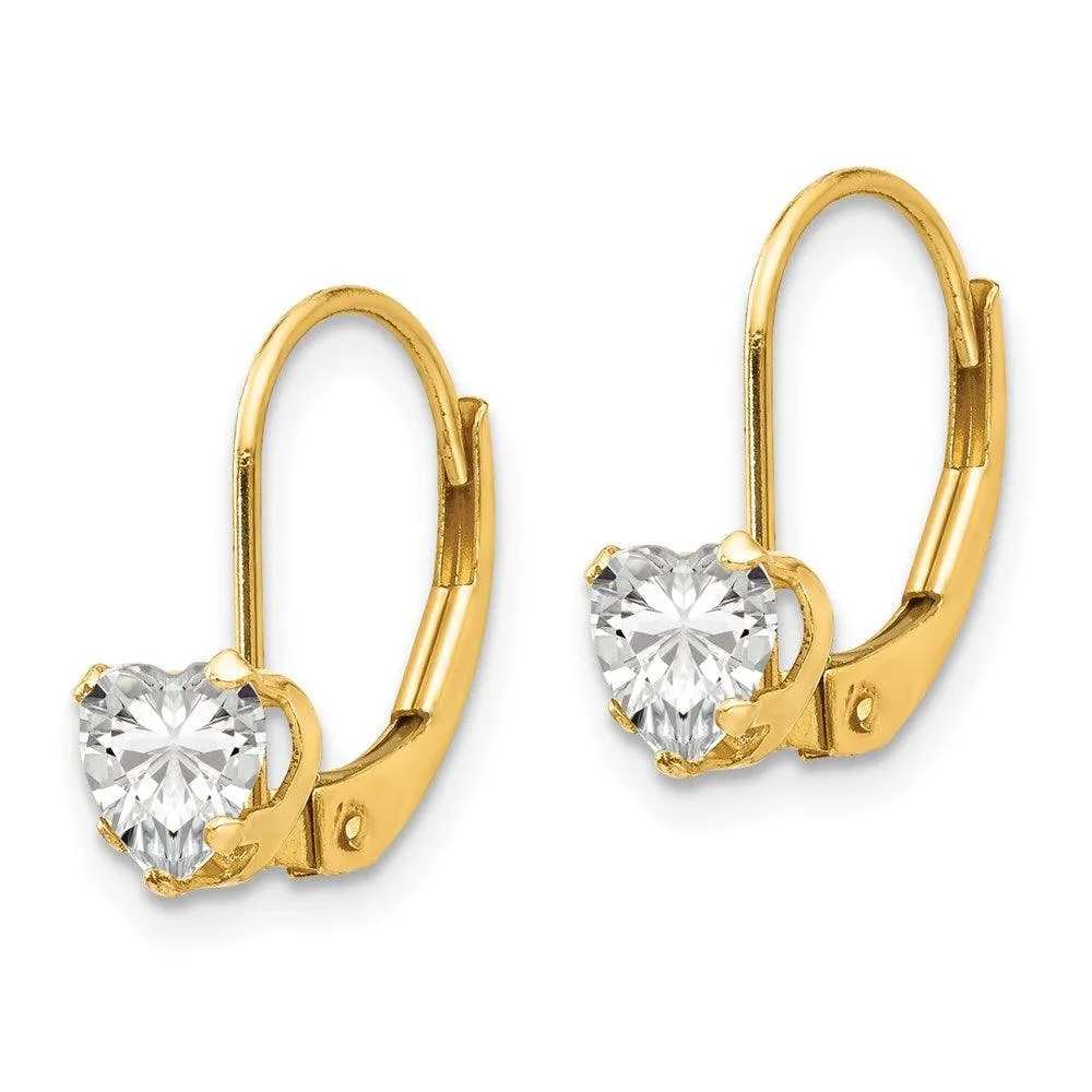 Madi K Kid's 14k  CZ Heart Leverback Earrings