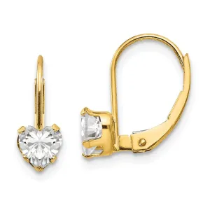 Madi K Kid's 14k  CZ Heart Leverback Earrings
