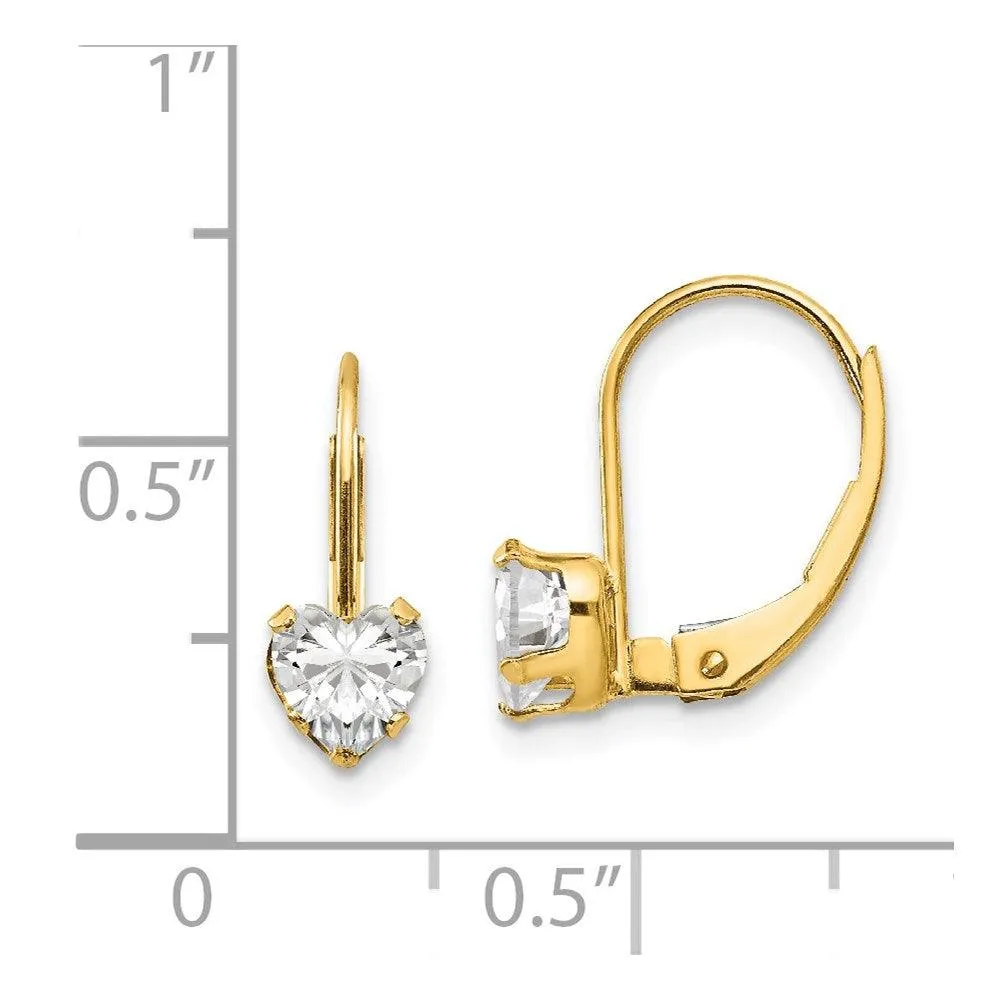 Madi K Kid's 14k  CZ Heart Leverback Earrings