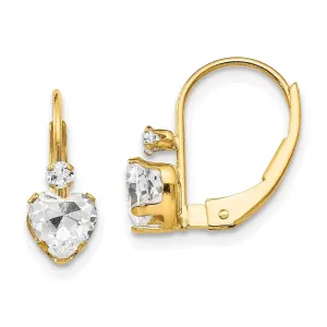 Madi K Kid's 14k  CZ Heart Leverback Earrings