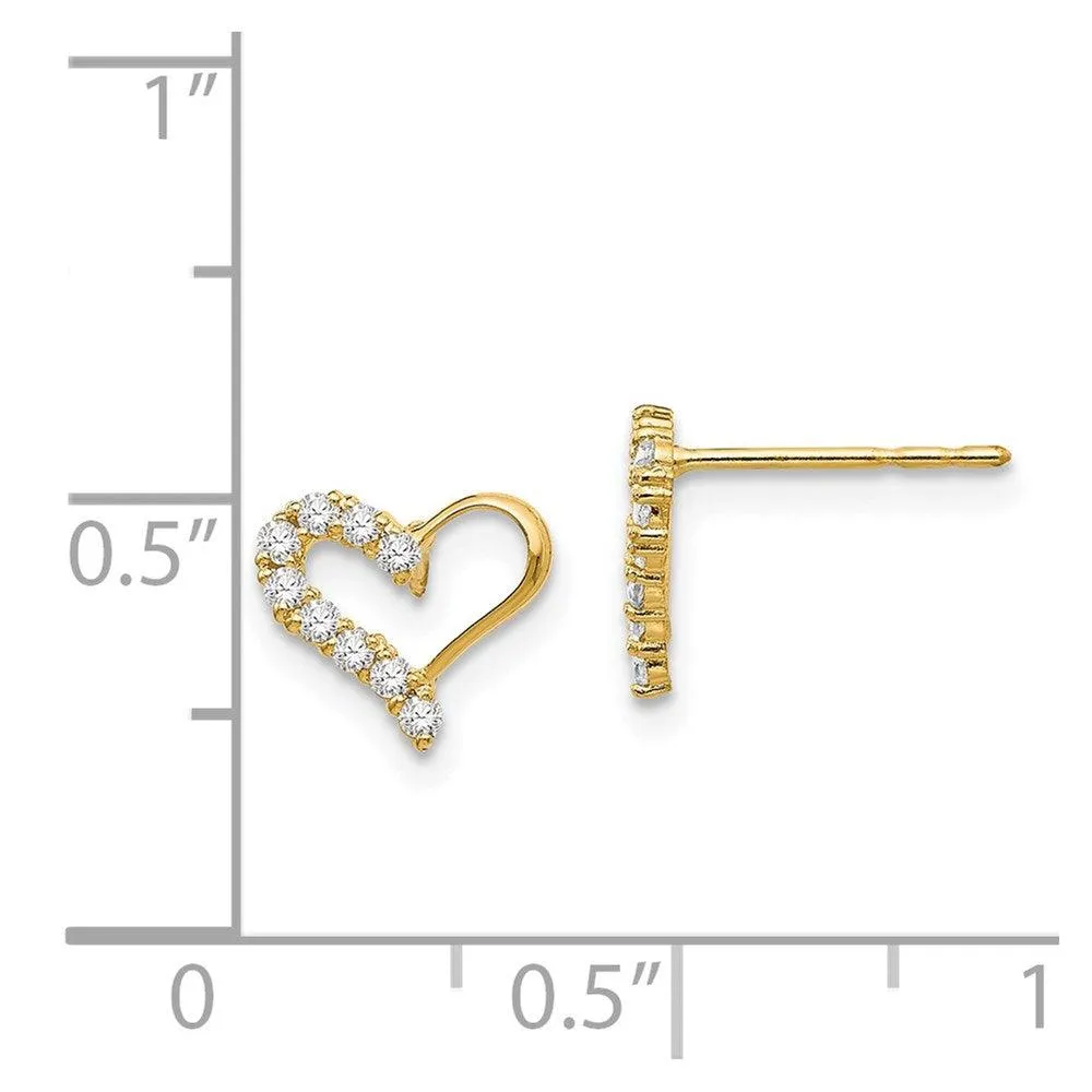 Madi K Kid's 14k  CZ Heart Post Earrings