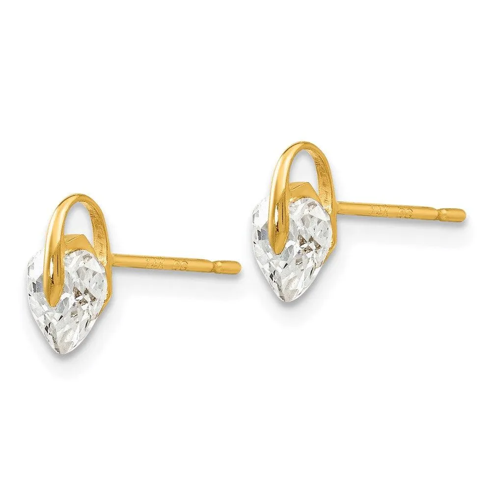 Madi K Kid's 14k  CZ  Heart Post Earrings
