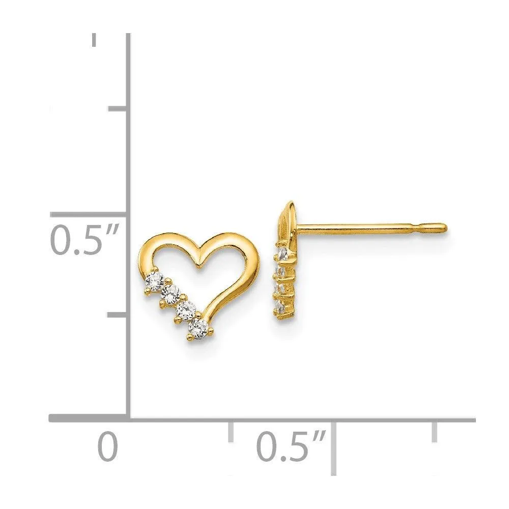 Madi K Kid's 14k  CZ  Heart Post Earrings