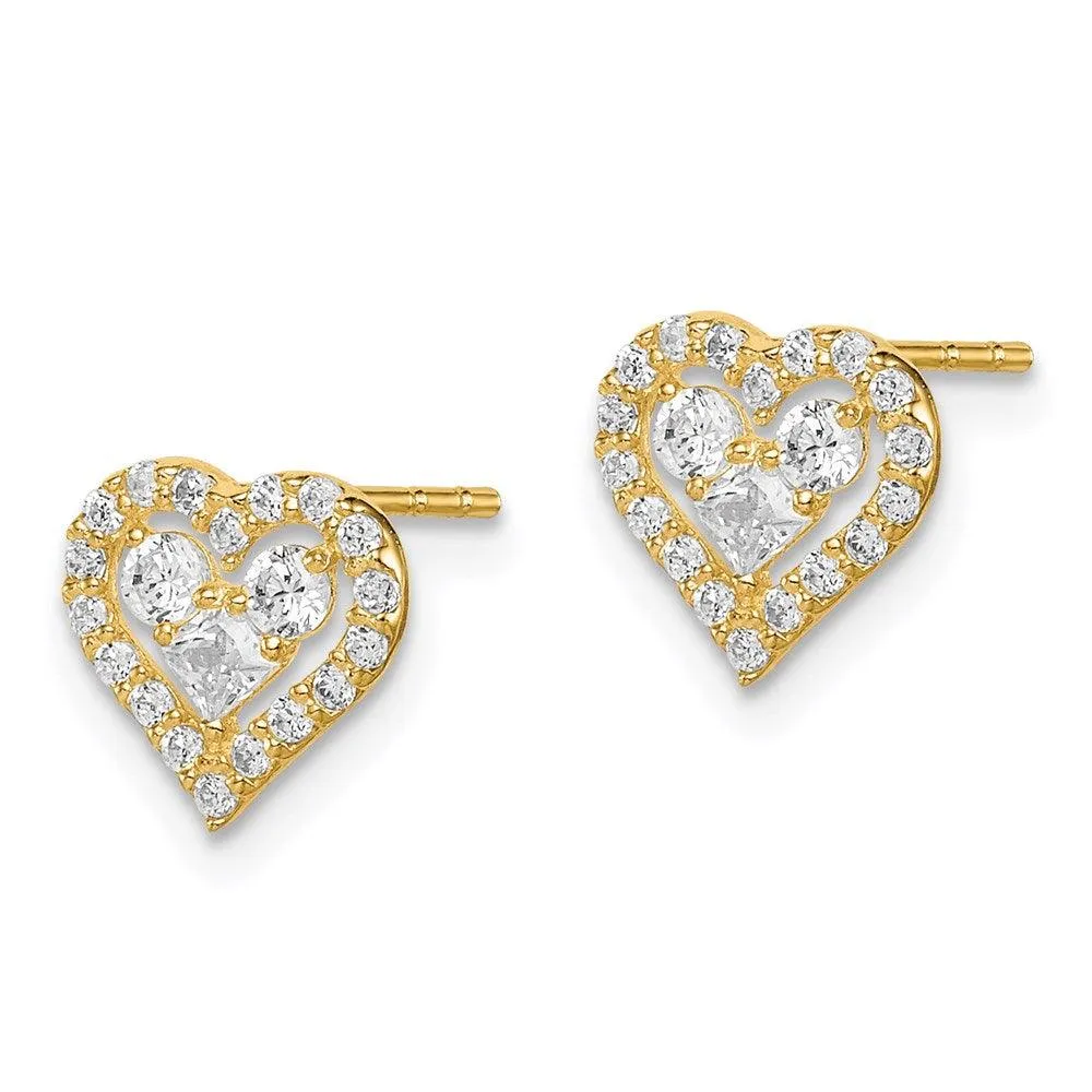 Madi K Kid's 14k  CZ Heart Post Earrings