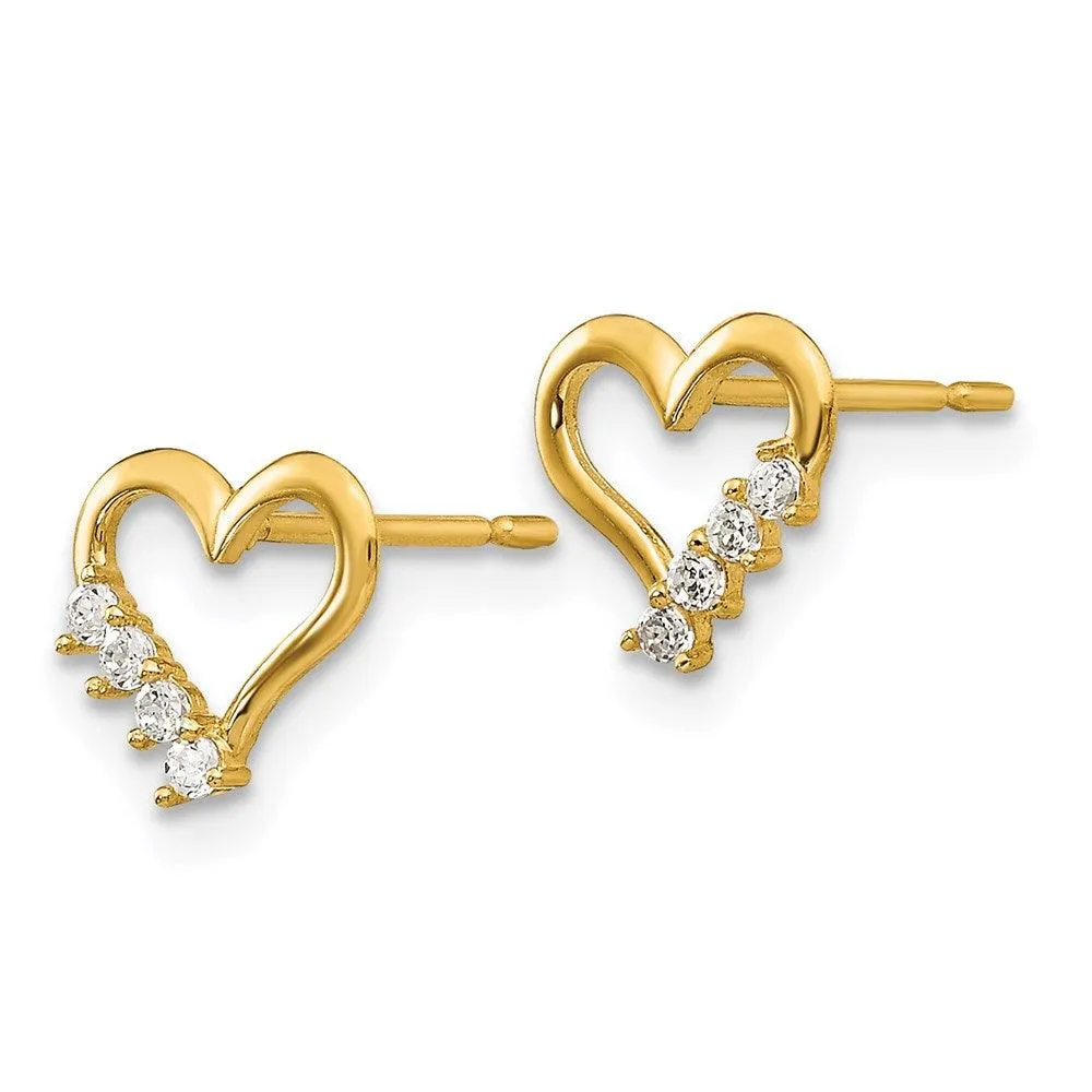 Madi K Kid's 14k  CZ  Heart Post Earrings