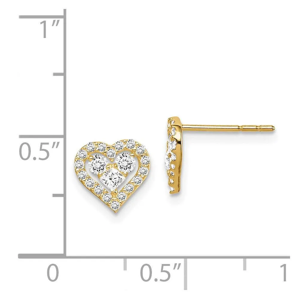 Madi K Kid's 14k  CZ Heart Post Earrings