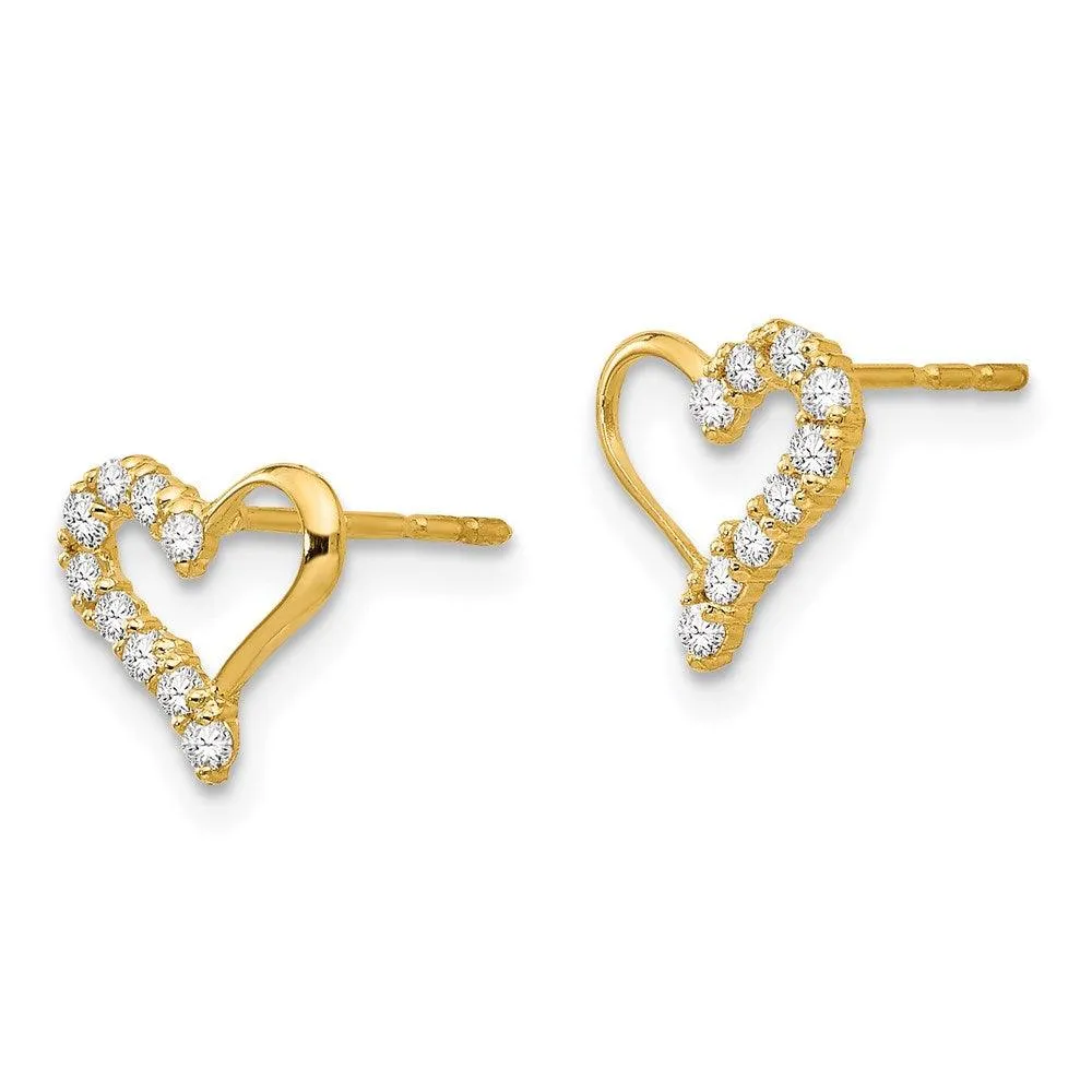 Madi K Kid's 14k  CZ Heart Post Earrings