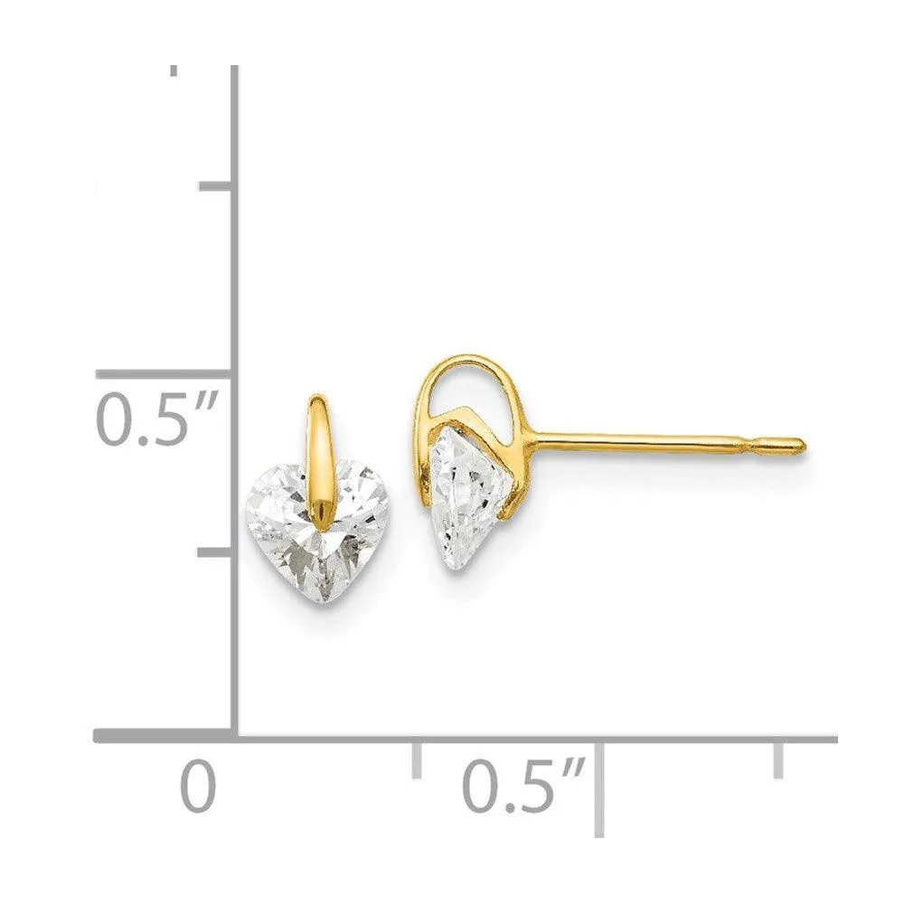 Madi K Kid's 14k  CZ  Heart Post Earrings