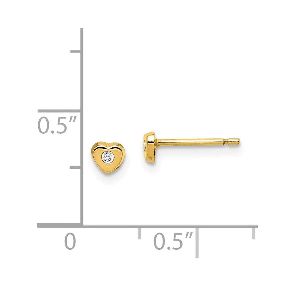 Madi K Kid's 14k  CZ Heart Post Earrings