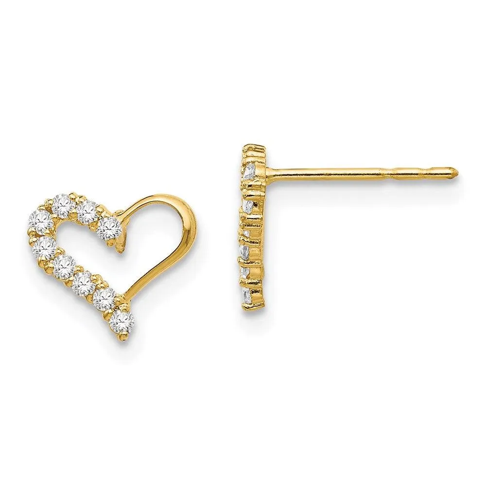 Madi K Kid's 14k  CZ Heart Post Earrings