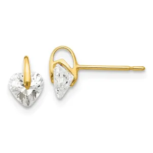 Madi K Kid's 14k  CZ  Heart Post Earrings
