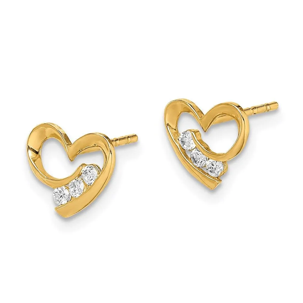 Madi K Kid's 14k  CZ Heart Post Earrings