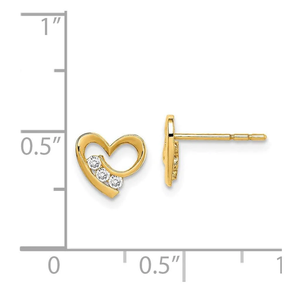 Madi K Kid's 14k  CZ Heart Post Earrings