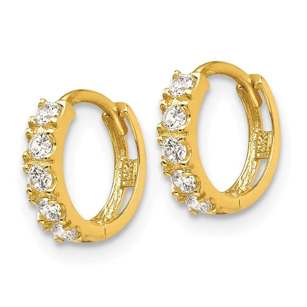 Madi K Kid's 14k  CZ  Hinged Hoop Earrings