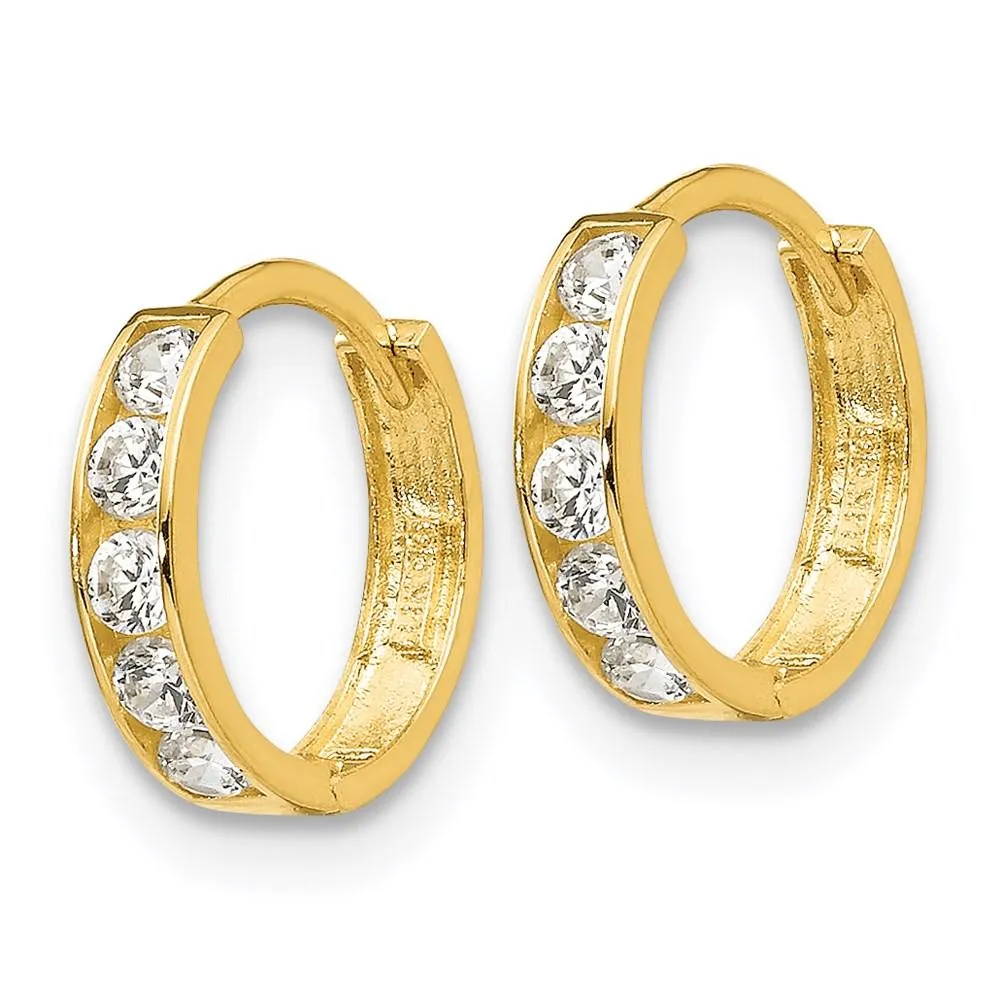 Madi K Kid's 14k  CZ  Hinged Hoop Earrings