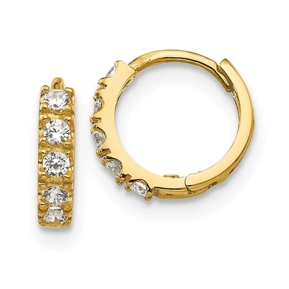 Madi K Kid's 14k  CZ  Hinged Hoop Earrings