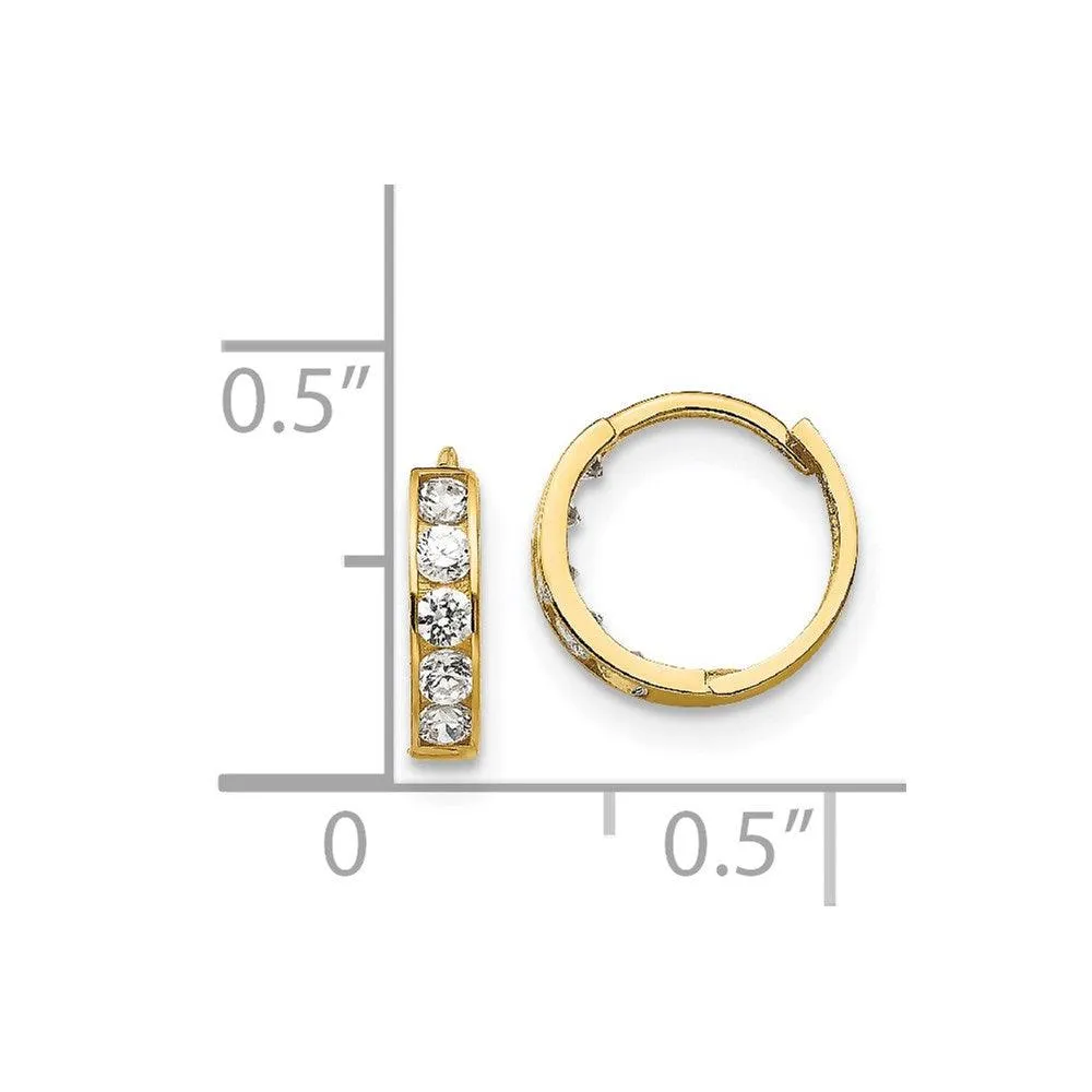 Madi K Kid's 14k  CZ  Hinged Hoop Earrings