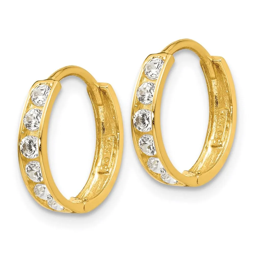 Madi K Kid's 14k  CZ  Hinged Hoop Earrings