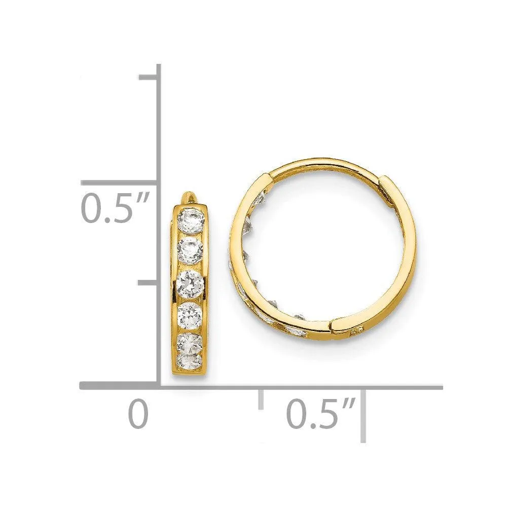 Madi K Kid's 14k  CZ  Hinged Hoop Earrings