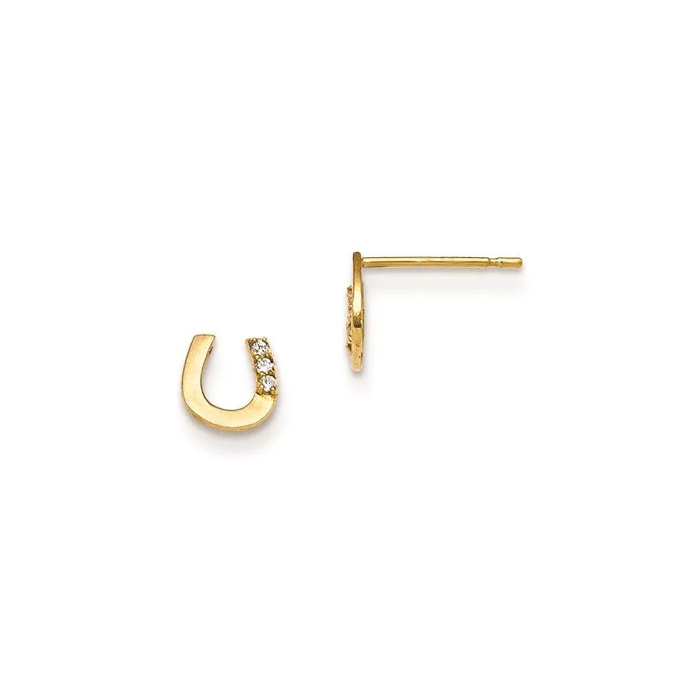 Madi K Kid's 14k  CZ  Horseshoe Post Earrings